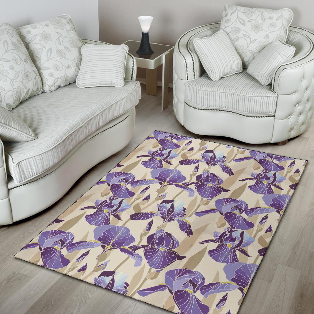 Iris Pattern Print Design IR02 Area Rugs