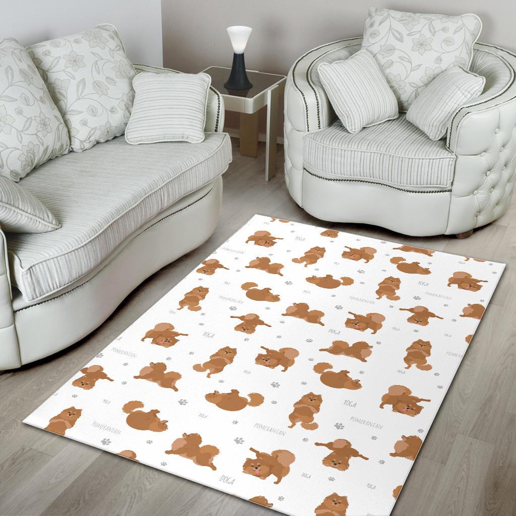Pomeranian Yoga Pattern Area Rug