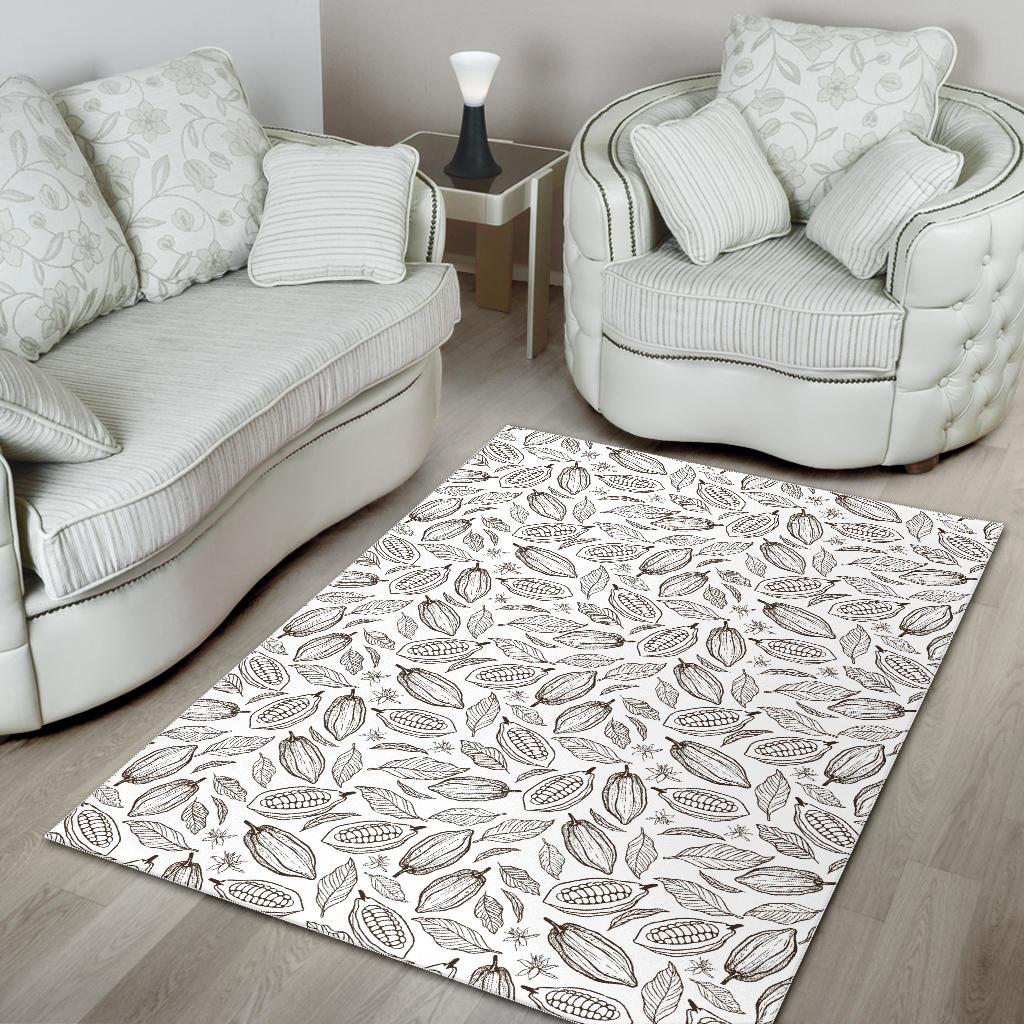 Cocoa beans leaves pattern Area Rug