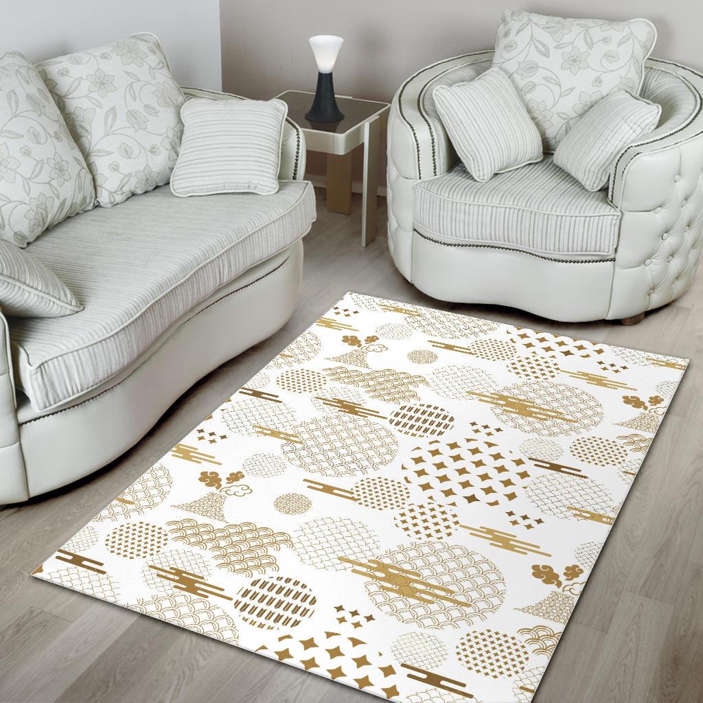 Beautiful gold japanese pattern Area Rug