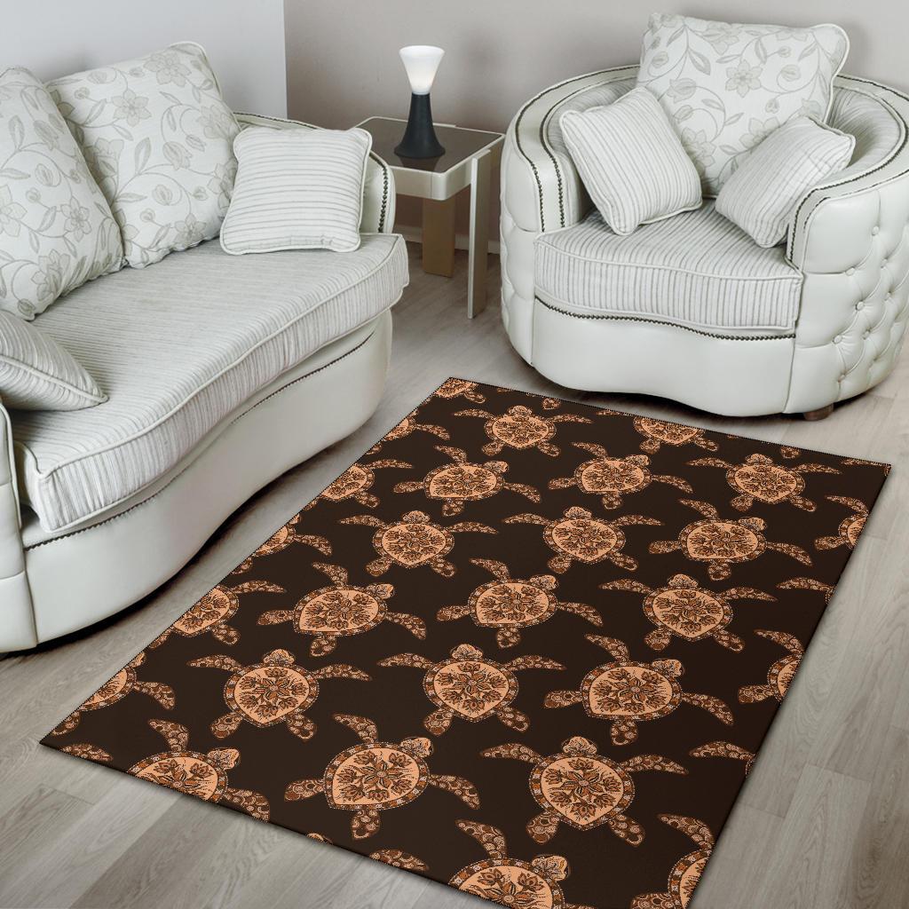 Tribal Sea Turtle Pattern Print Design T09 Area Rugs