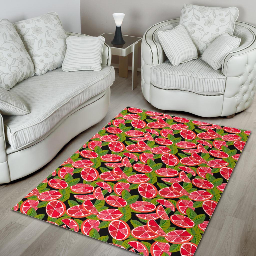 Grapefruit Leaves Pattern Area Rug