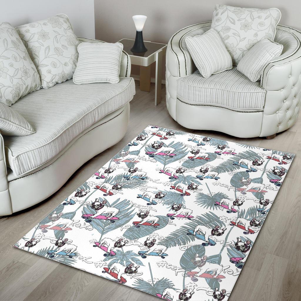 French Bulldog Skating Pattern Area Rug