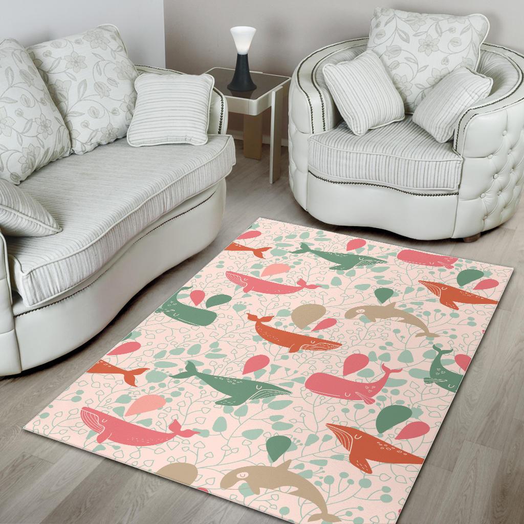Cute whale pattern Area Rug