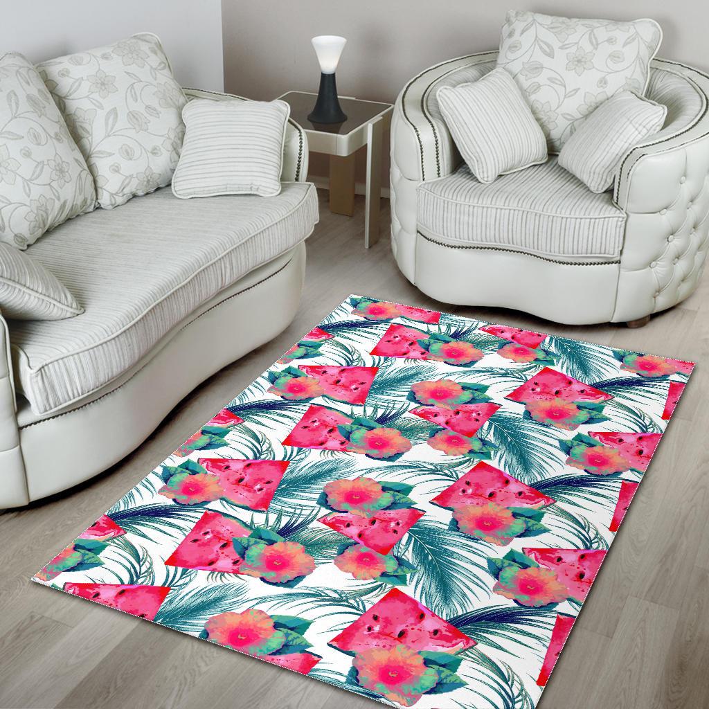 Watermelon Flower Pattern Area Rug