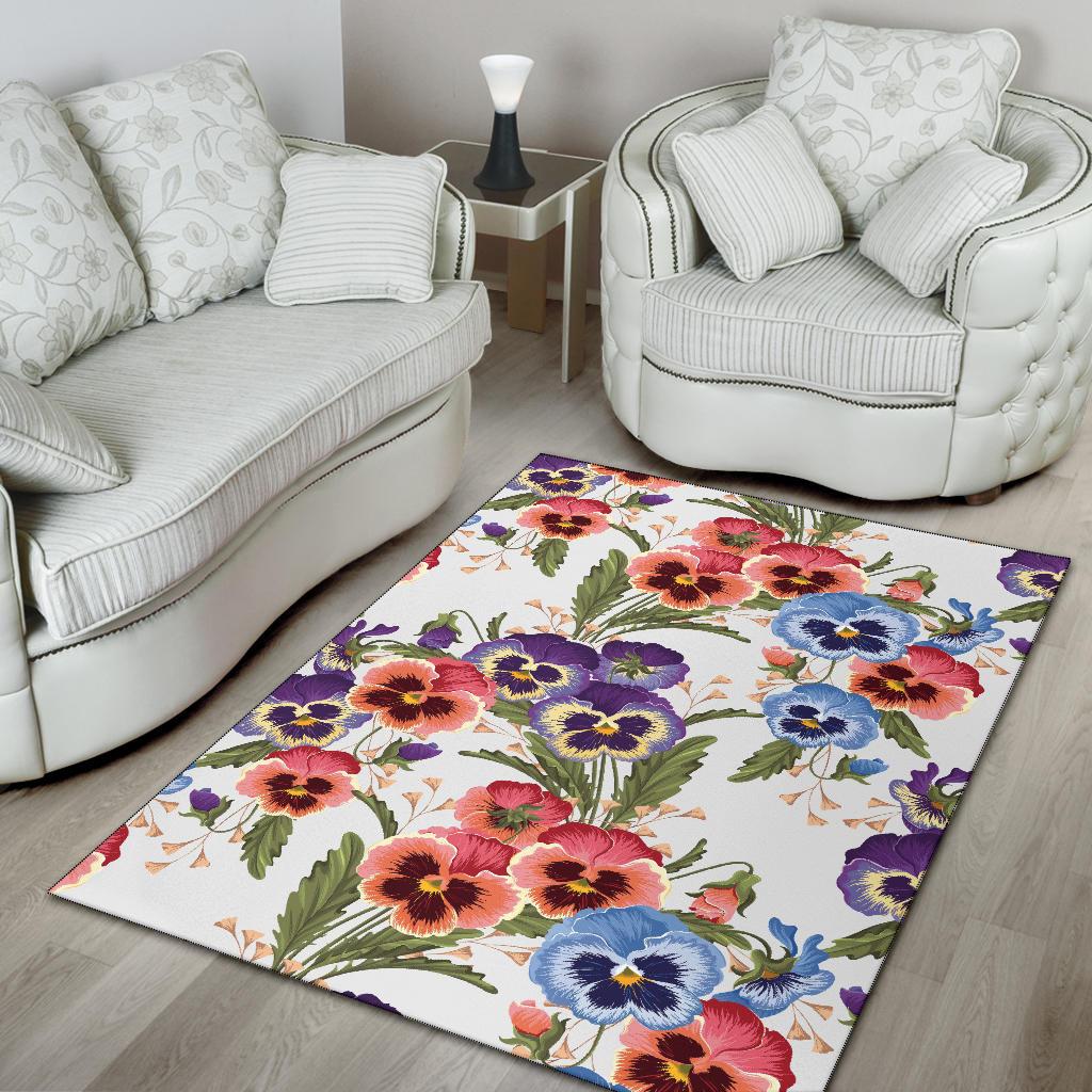 Pansy Pattern Print Design PS06 Area Rugs