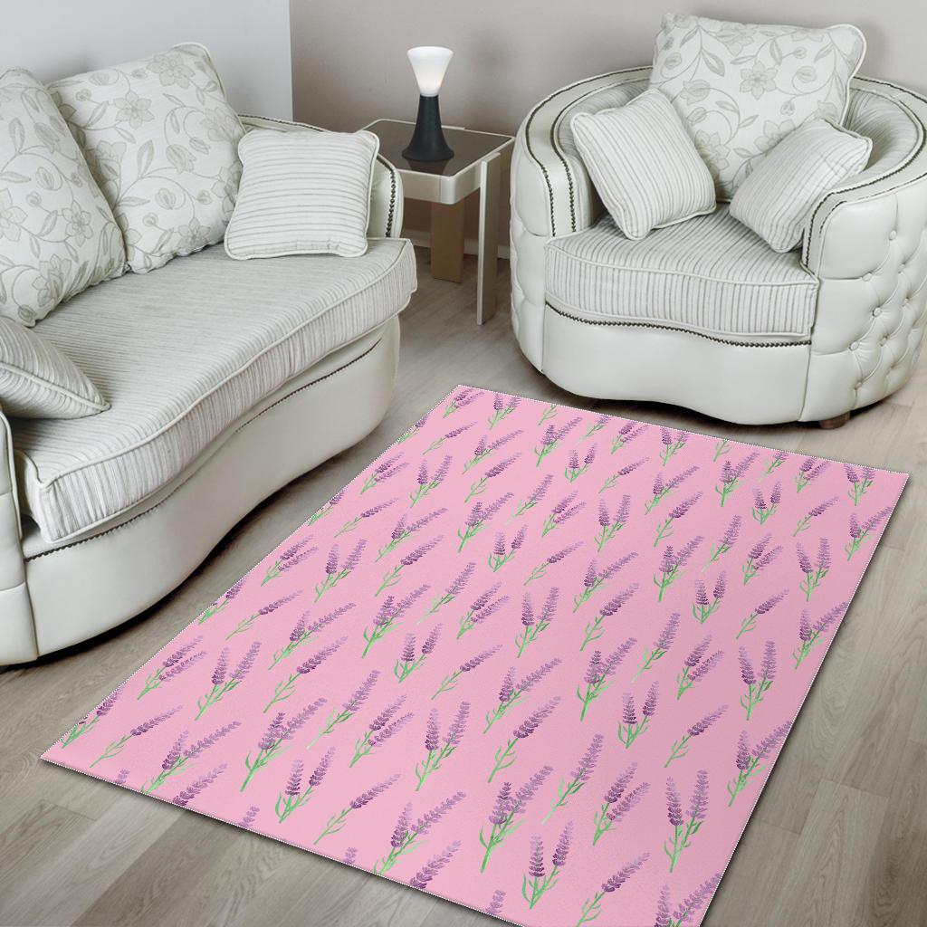 Lavender pattern pink background Area Rug
