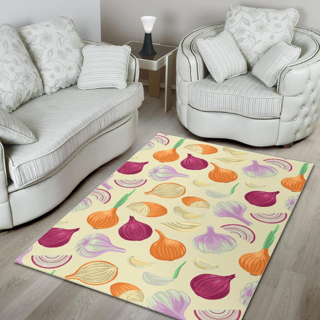Onion garlic white red pattern Area Rug
