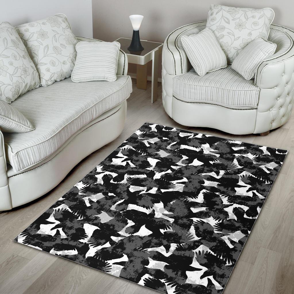 Crow illustration pattern Area Rug