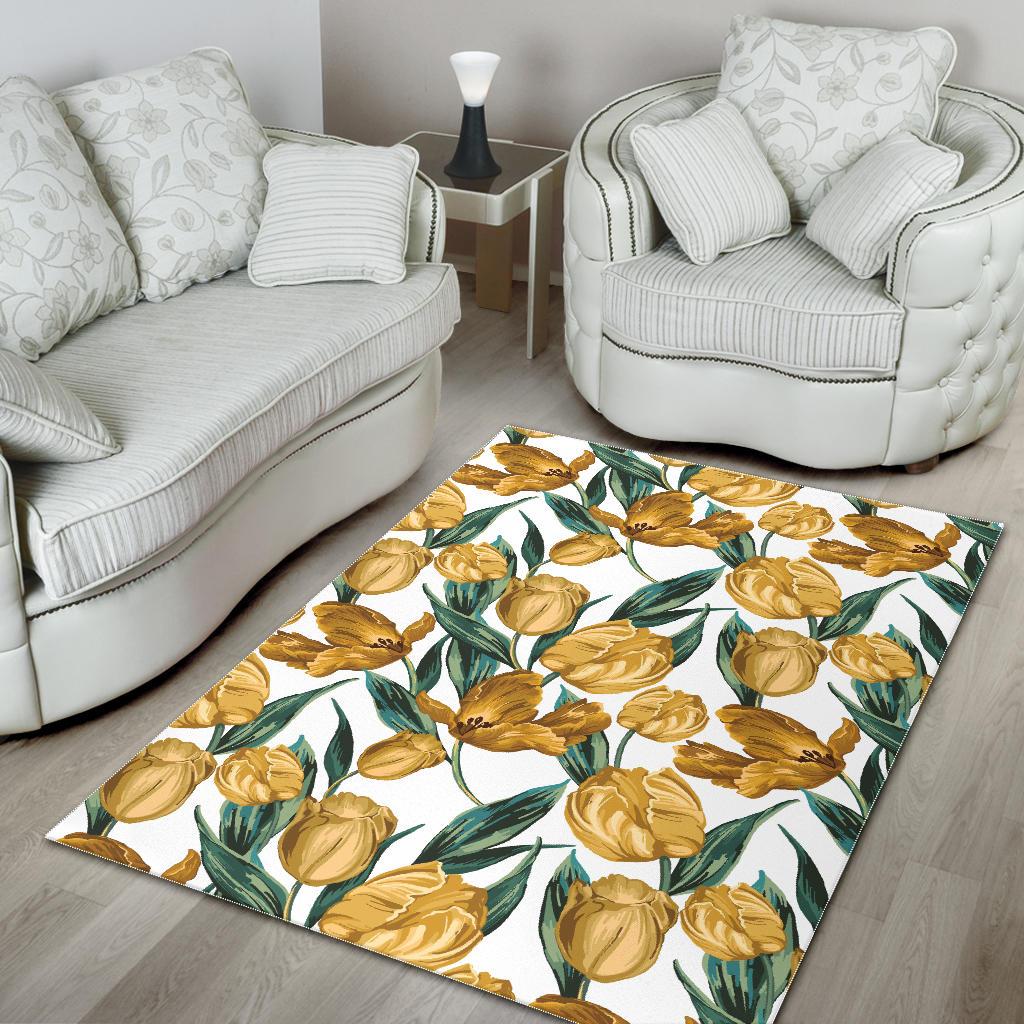 yellow tulips pattern Area Rug