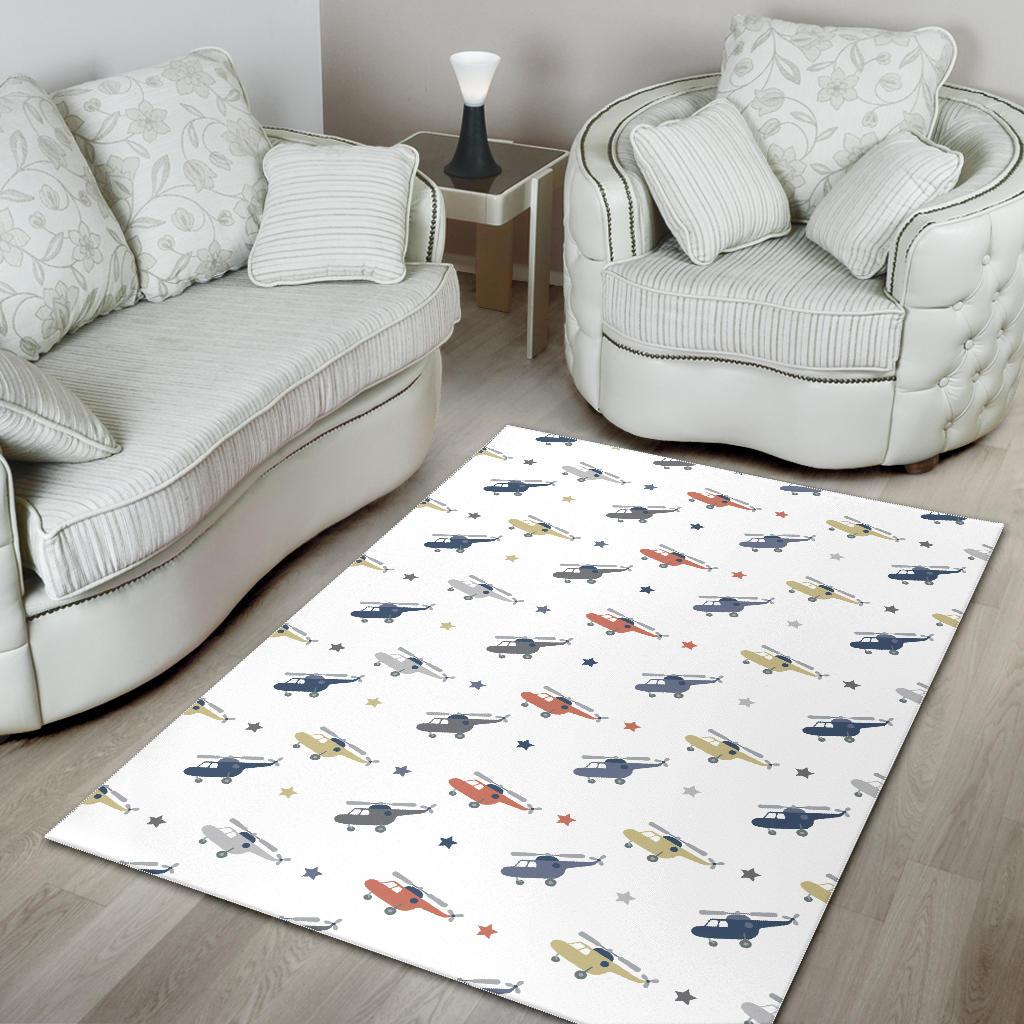Cute helicopter star pattern Area Rug