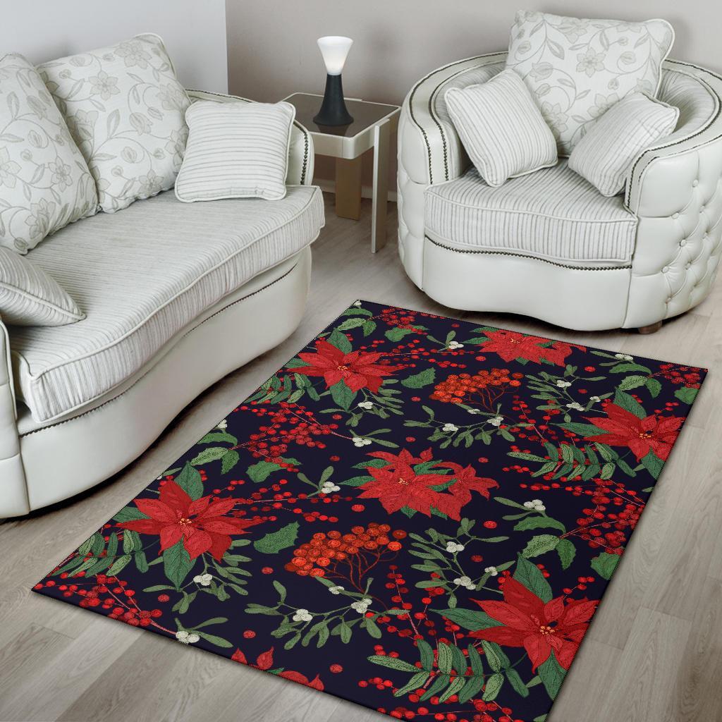 Poinsettia Pattern Print Design POT02 Area Rugs