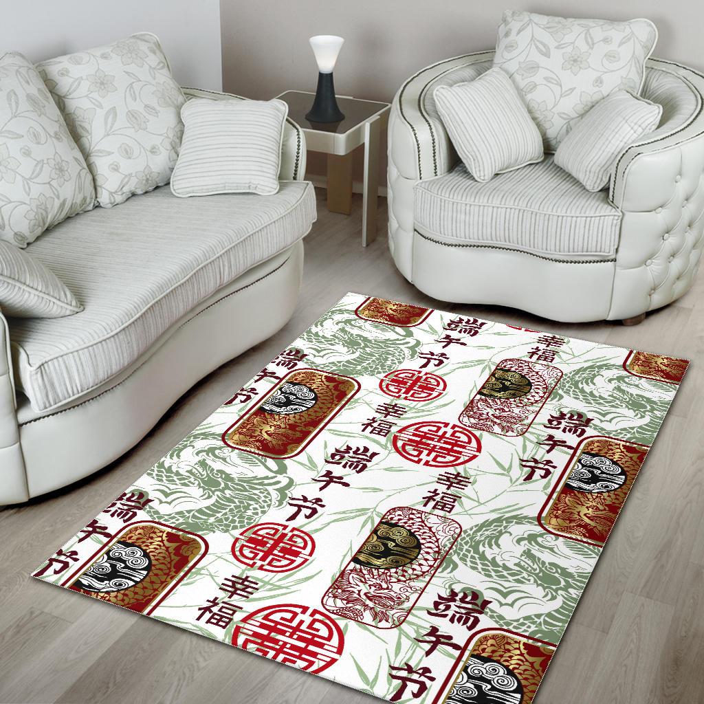 Dragon Pattern Happy Dragon Boat Festival Area Rug