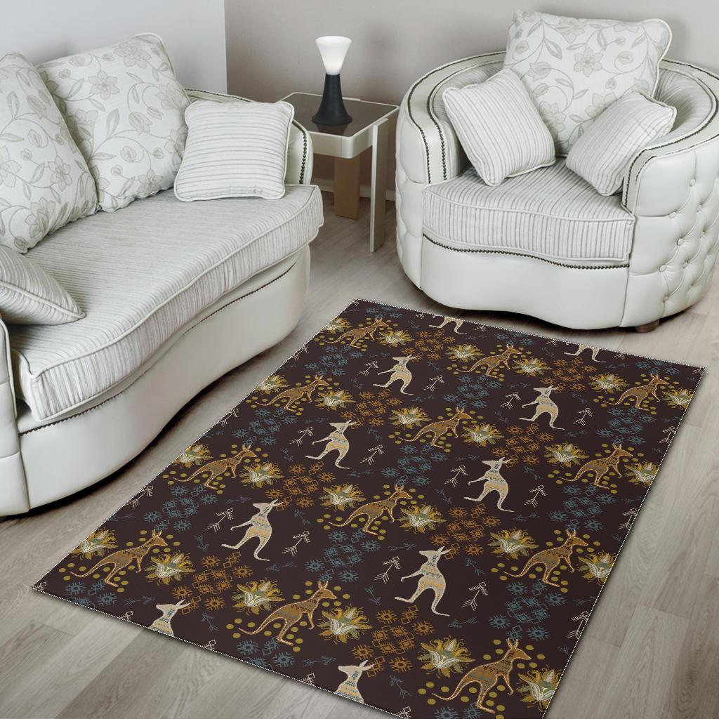 Kangaroo Aboriginal Theme Pattern  Area Rug