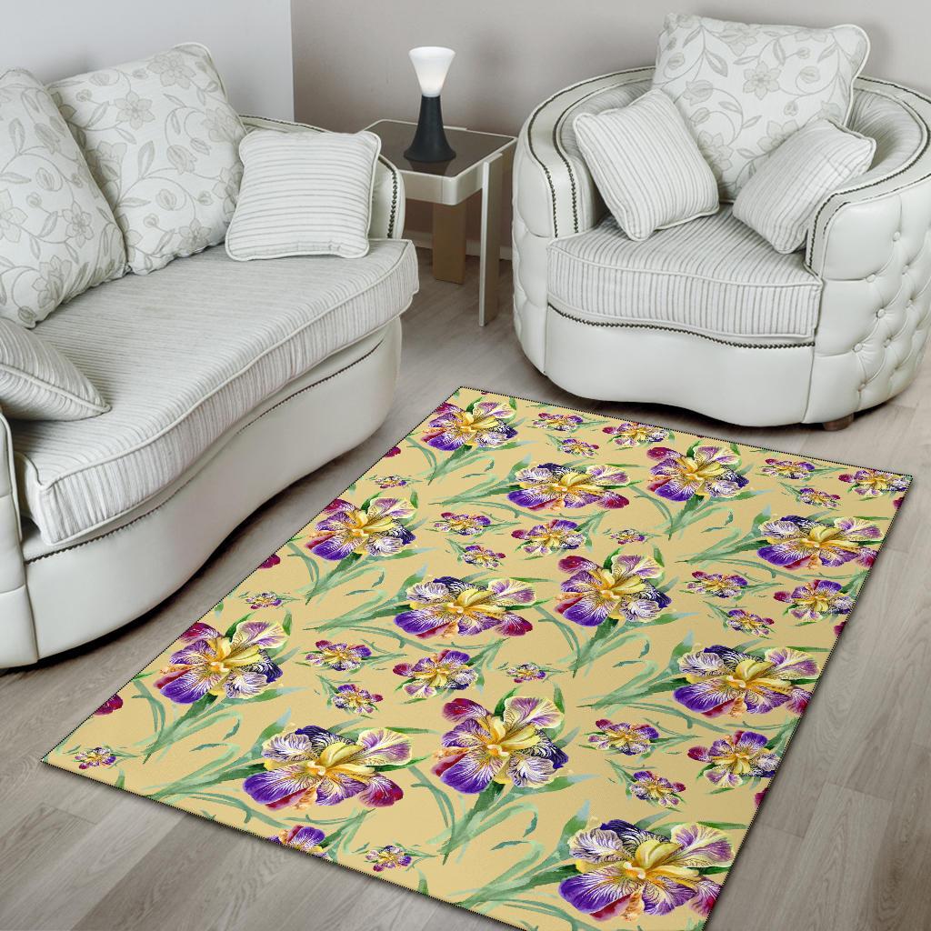 Iris Pattern Print Design IR06 Area Rugs