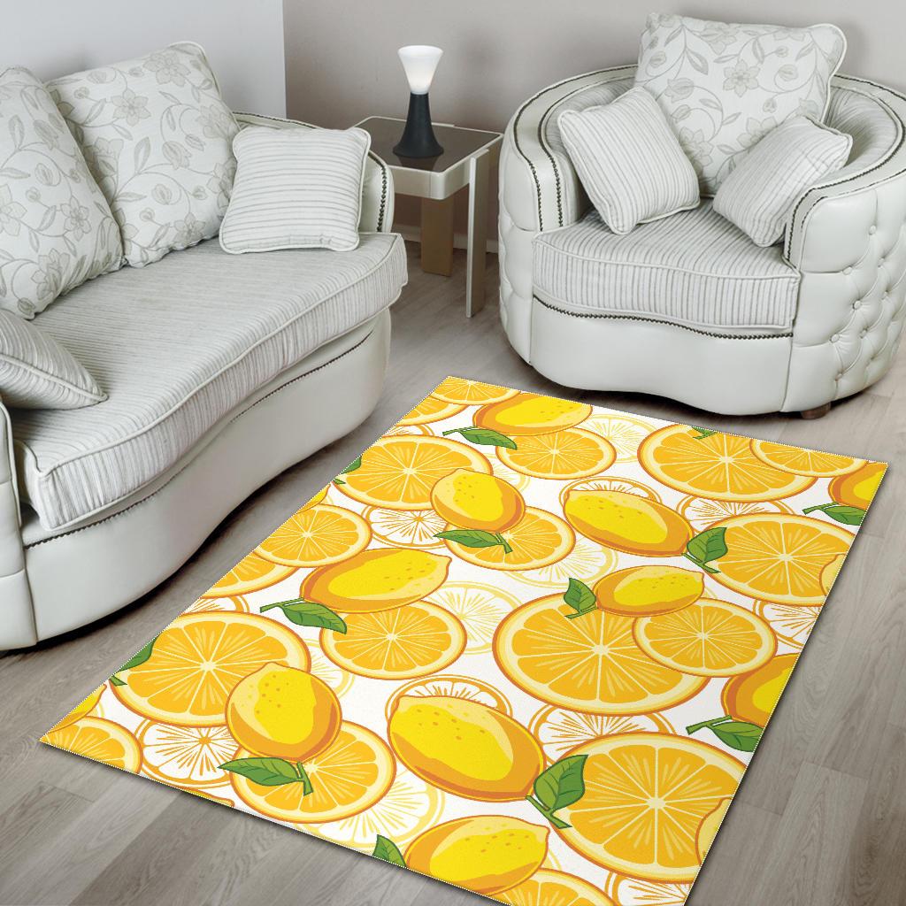 Lemon Pattern Background Area Rug