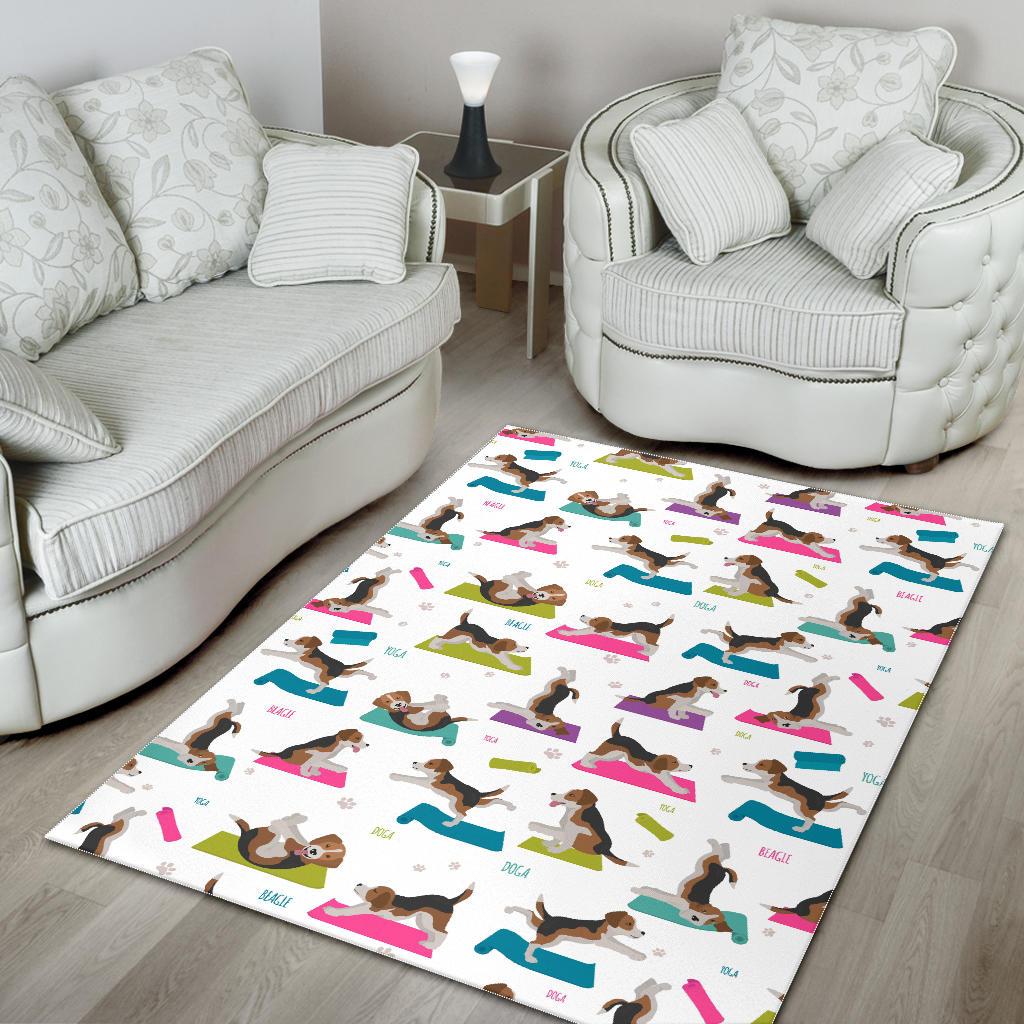 Beagle Yoga Pattern Area Rug