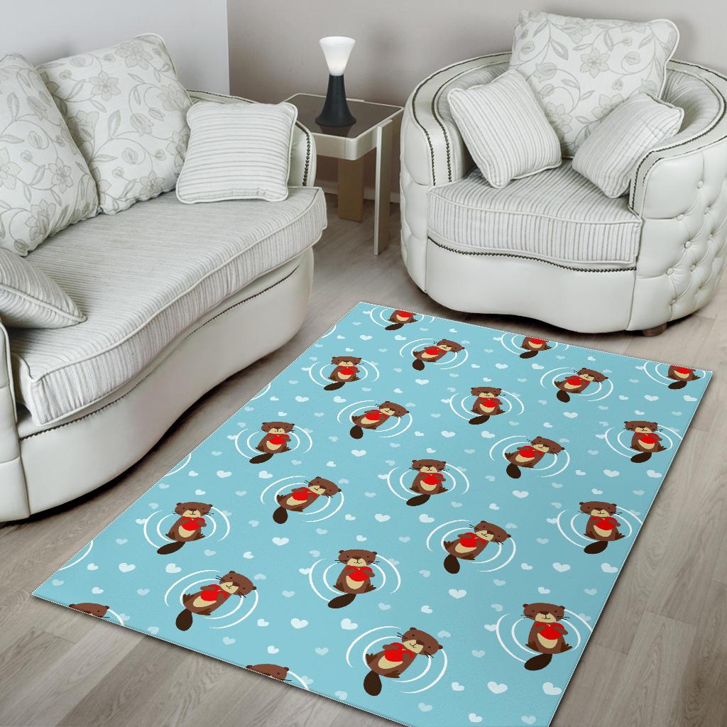 Otter Heart Pattern Area Rug