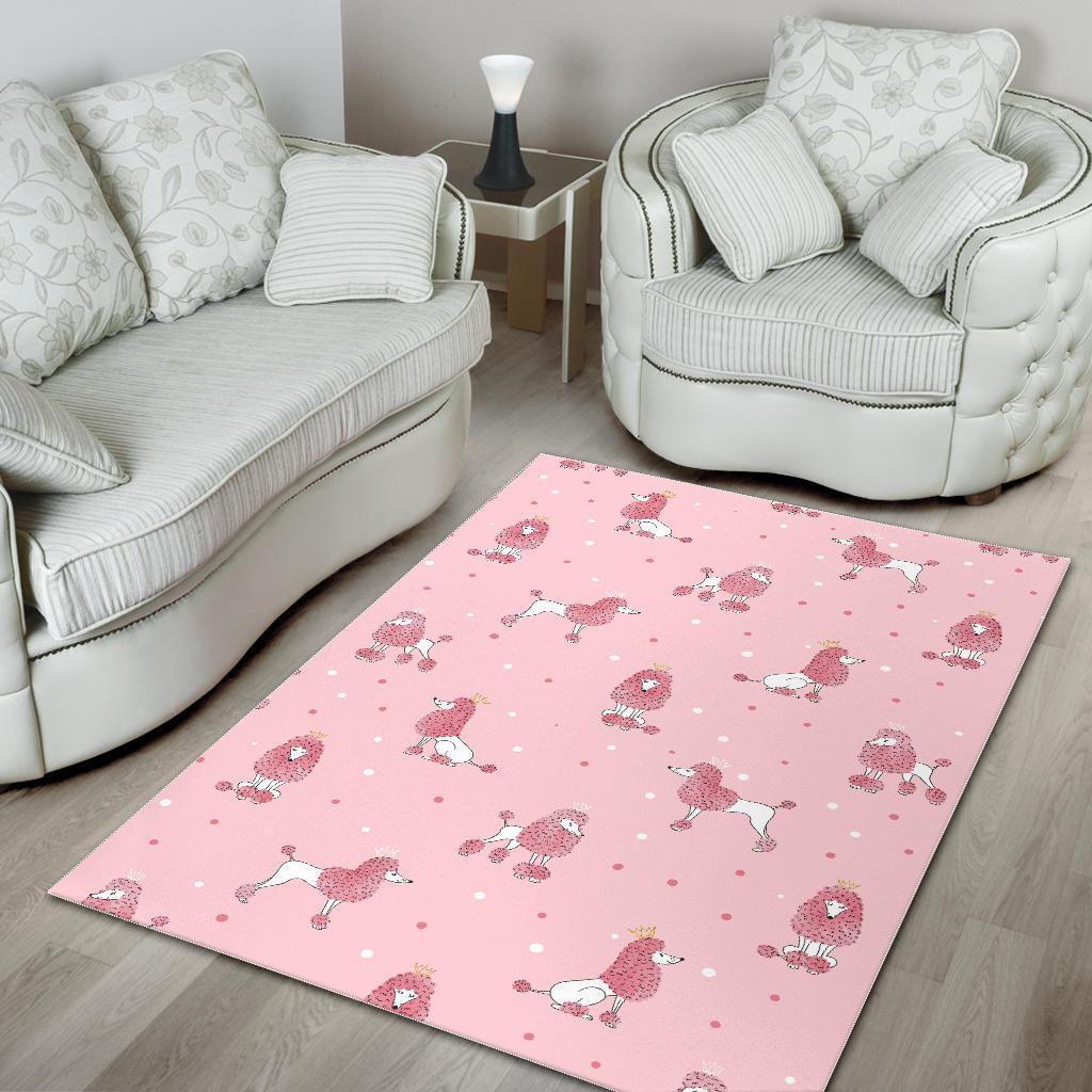 Poodle dog pink color theme Area RugPoodle dog pink color theme Area Rug