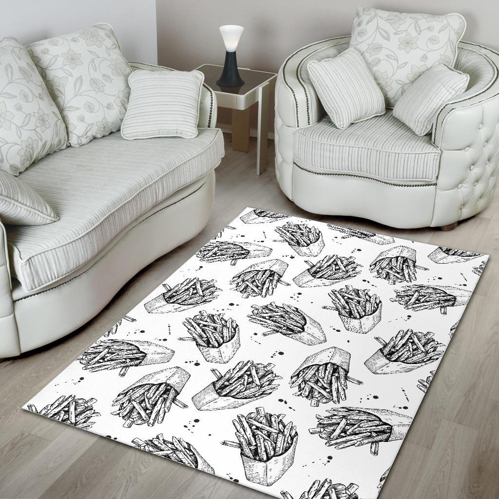 Hand drawn french fries pattern Area Rug