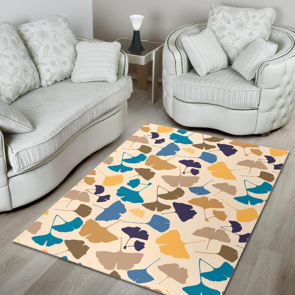 Colorful Ginkgo Leaves Pattern Area Rug