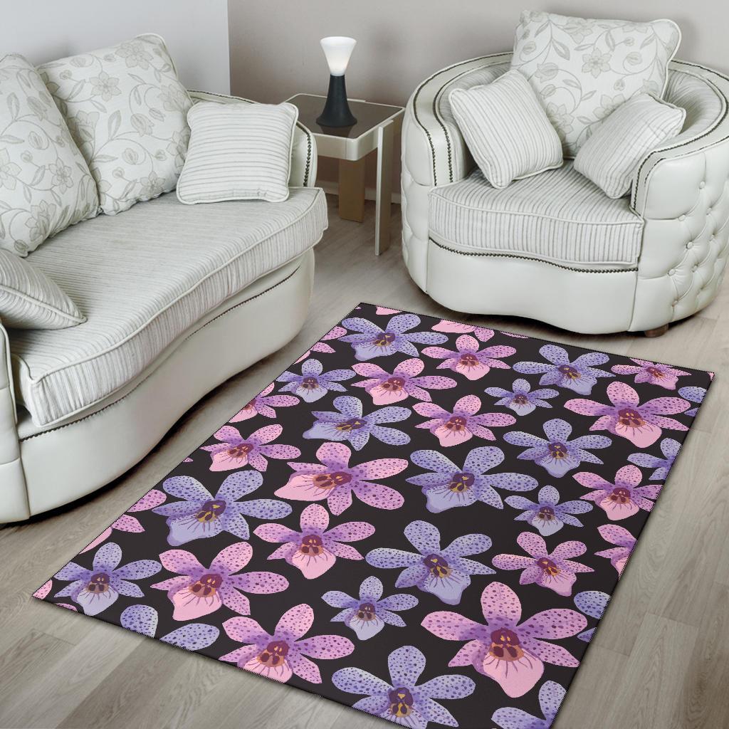 Orchid Pattern Print Design OR08 Area Rugs