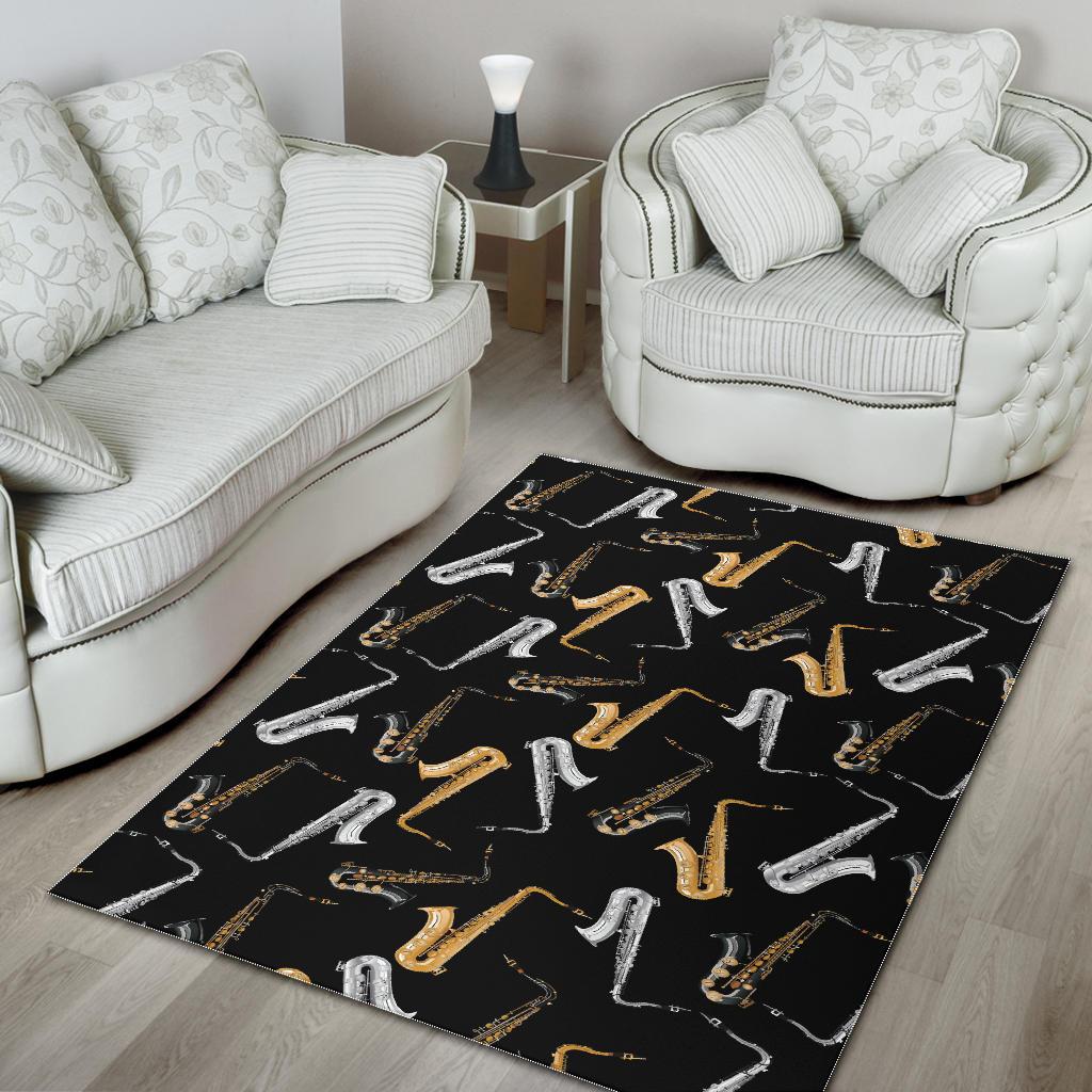 saxophone design pattern Area Rug