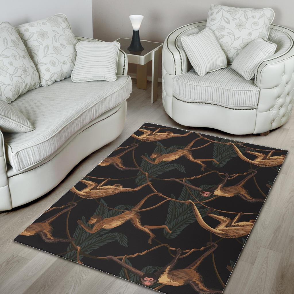 Monkey Pattern Black Background Area Rug