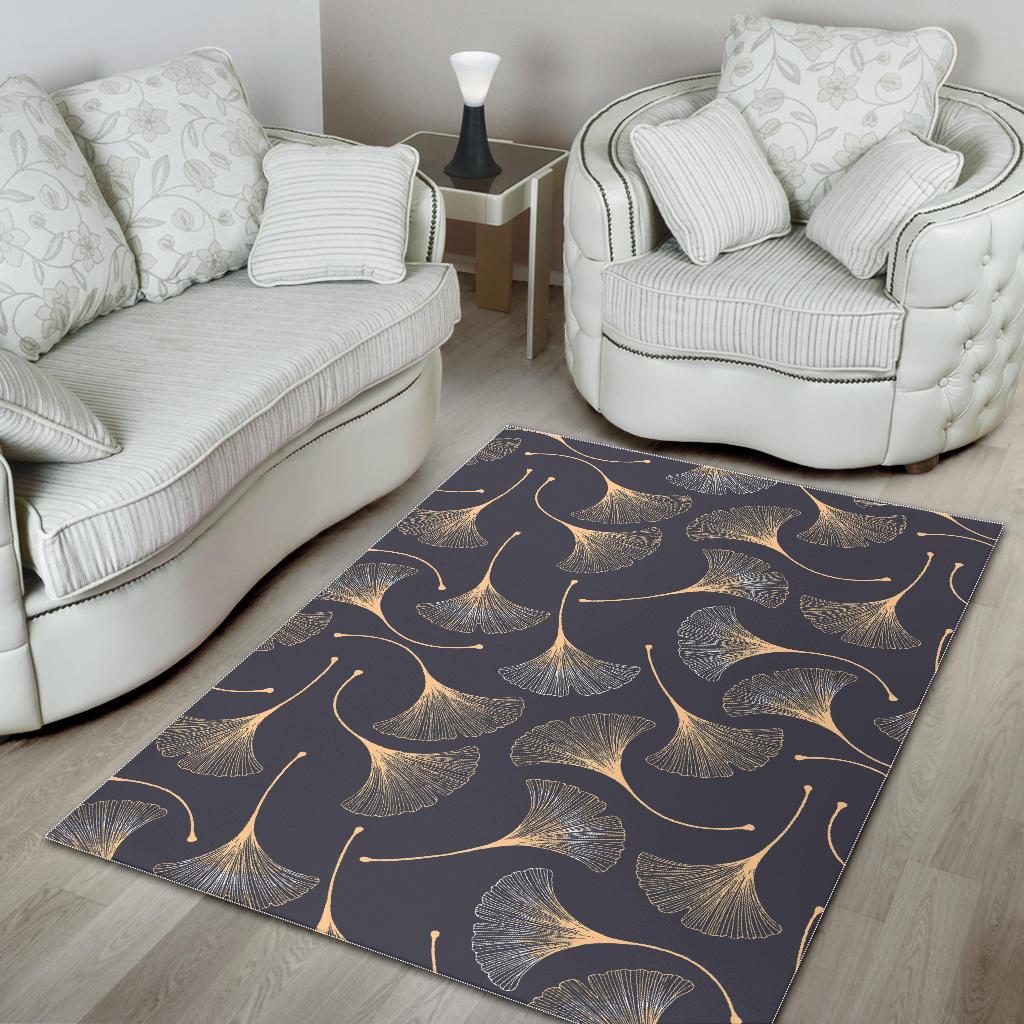 Gold ginkgo leaves Area Rug
