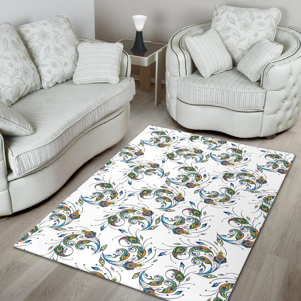 Peacock feather pattern Area Rug