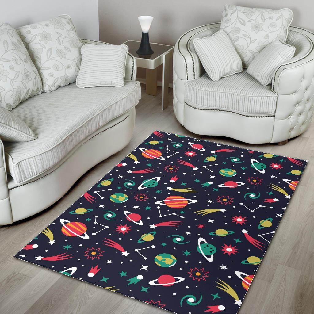 colorful space pattern planet star Area Rug