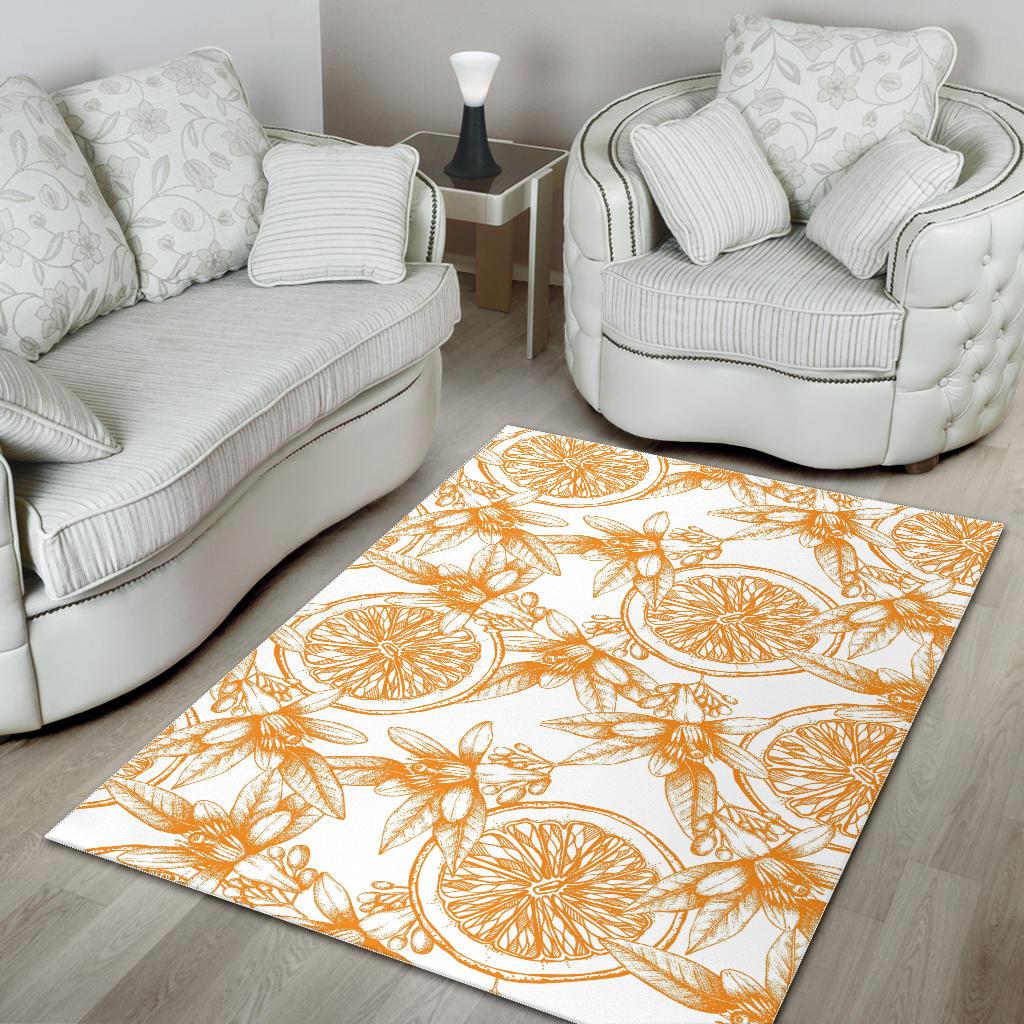 hand drawn orange fruit pattern Area Rug