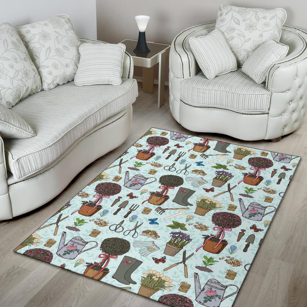 Gardening Pattern Print Design G01 Area Rugs