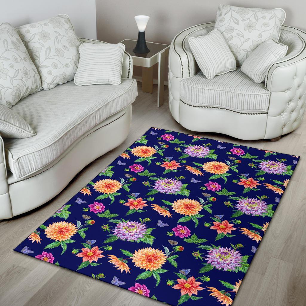 Dahlia Pattern Print Design DH010 Area Rugs