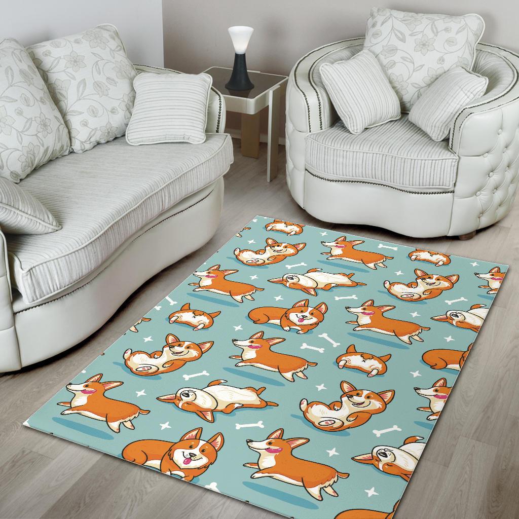 Cute Corgi Pattern Area Rug