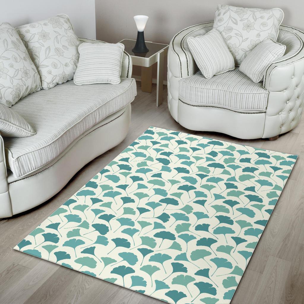 Green ginkgo leaves pattern Area Rug
