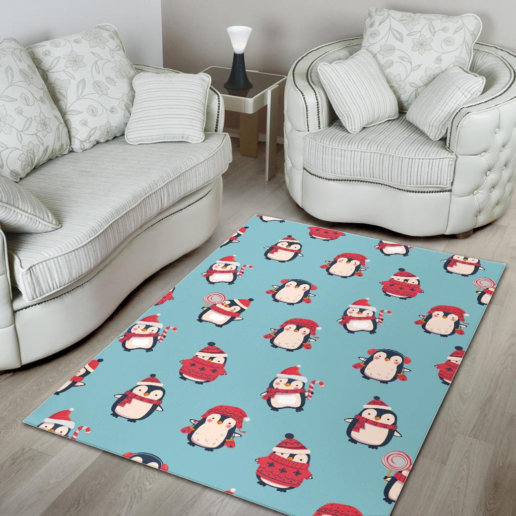 Cute penguin christmas  design pattern Area Rug