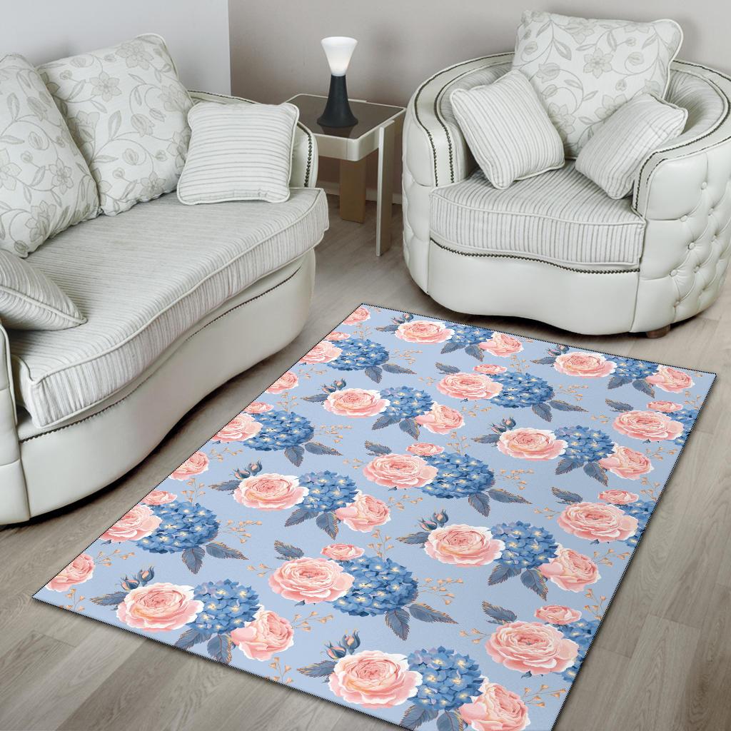 Hydrangea Pattern Print Design HD06 Area Rugs