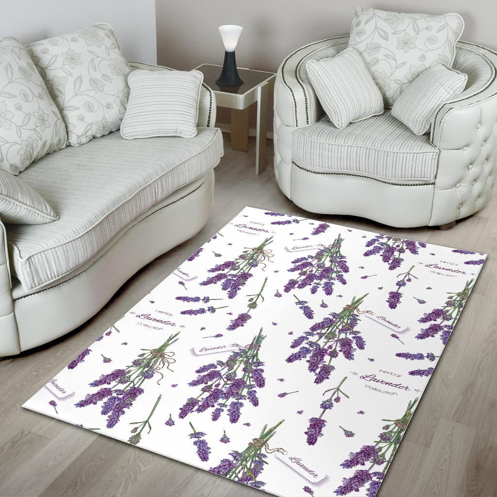 lavender flower design pattern Area Rug
