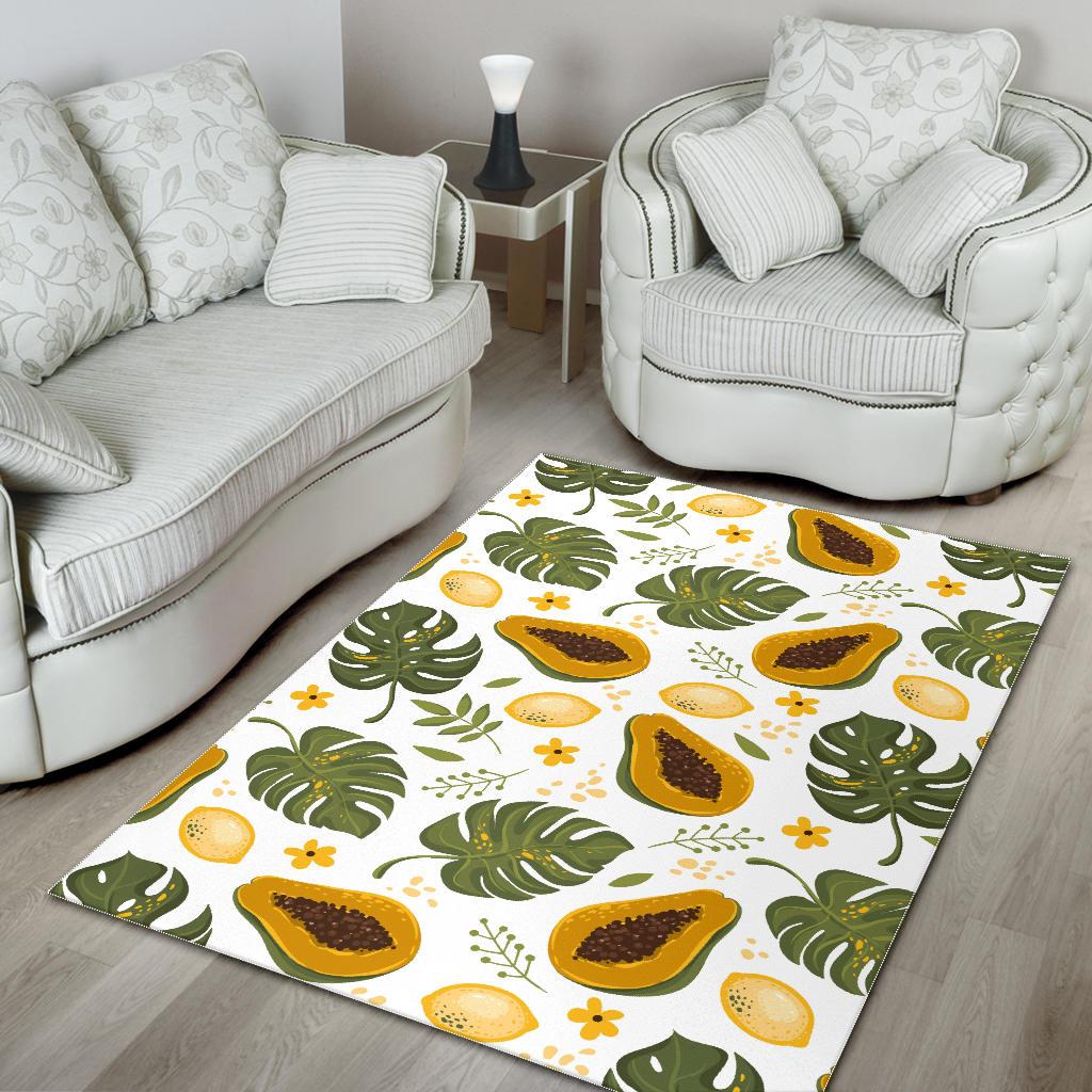 Papaya Leaves Flower Pattern Area Rug