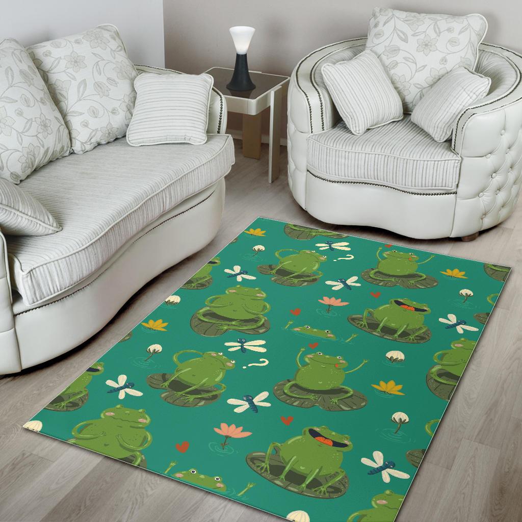 Cute frog dragonfly design pattern Area Rug
