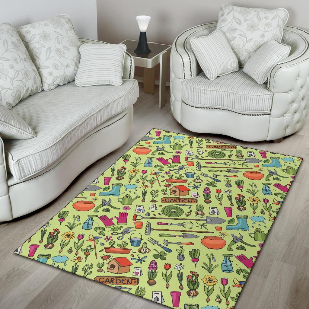 Gardening Pattern Print Design G02 Area Rugs