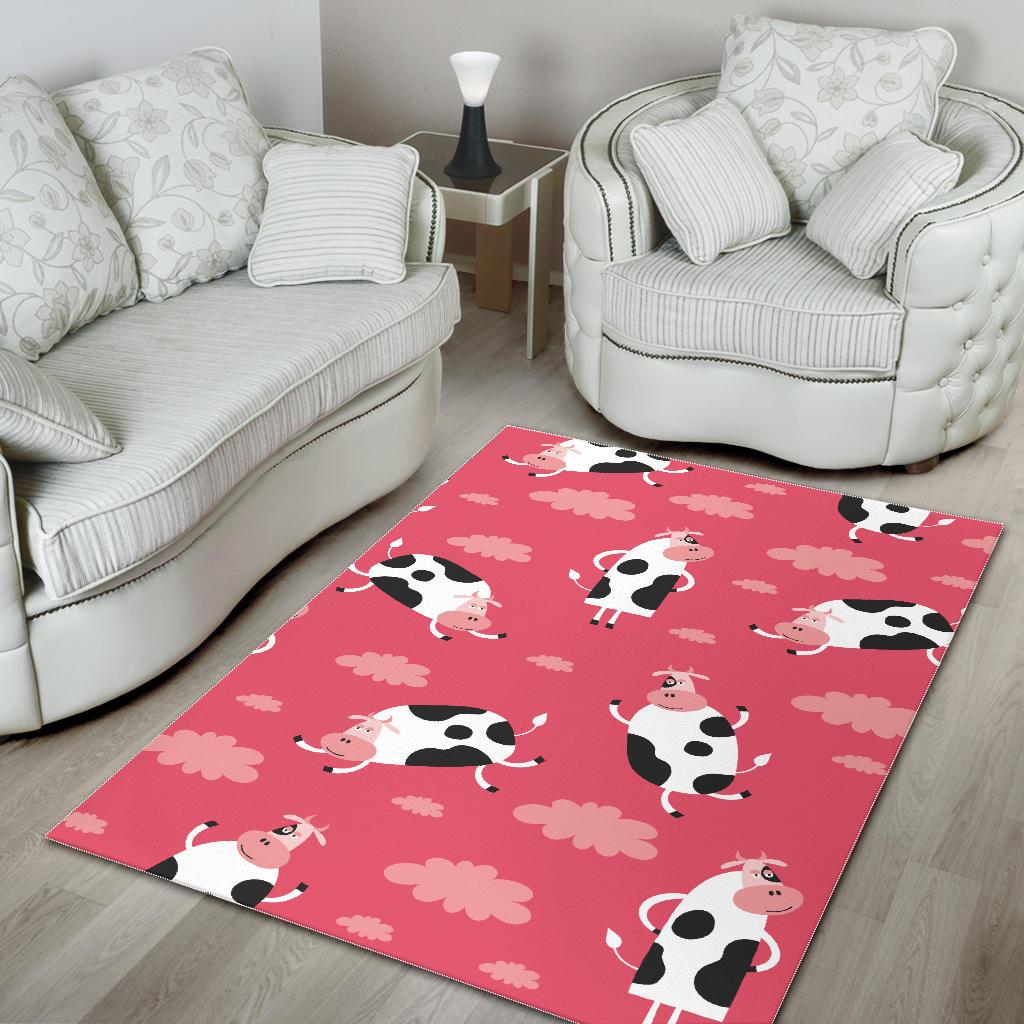 Cow Pattern Pink Background Area Rug