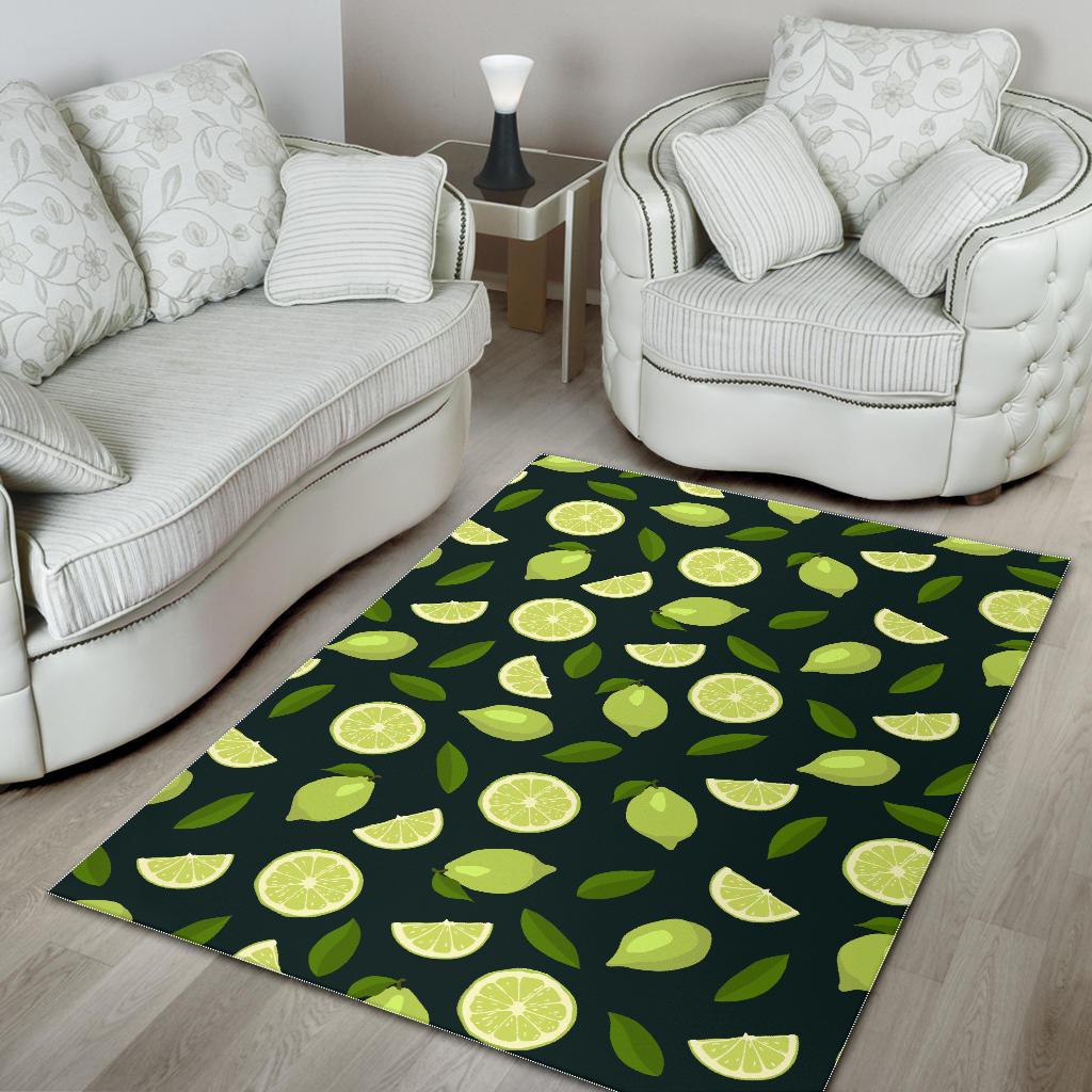 Lime Leaves Pattern Area Rug