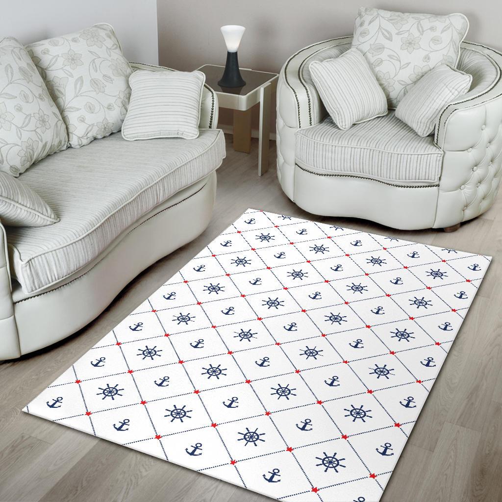 Anchor rudder nautical design pattern Area Rug