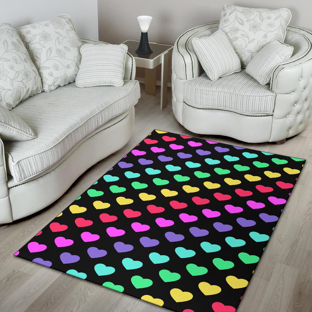 Heart Rainbow Pattern Print Design HE02 Area Rugs