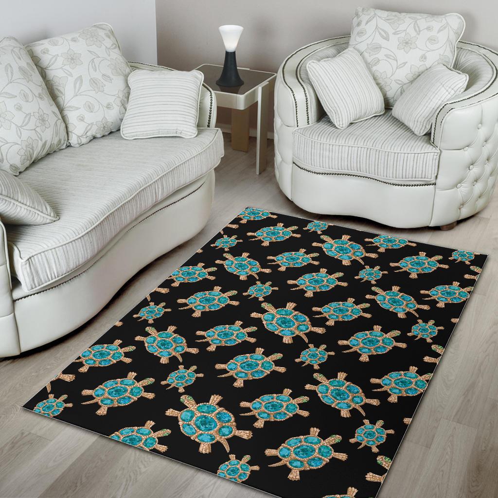 Sea turtle blue stone pattern Area Rug