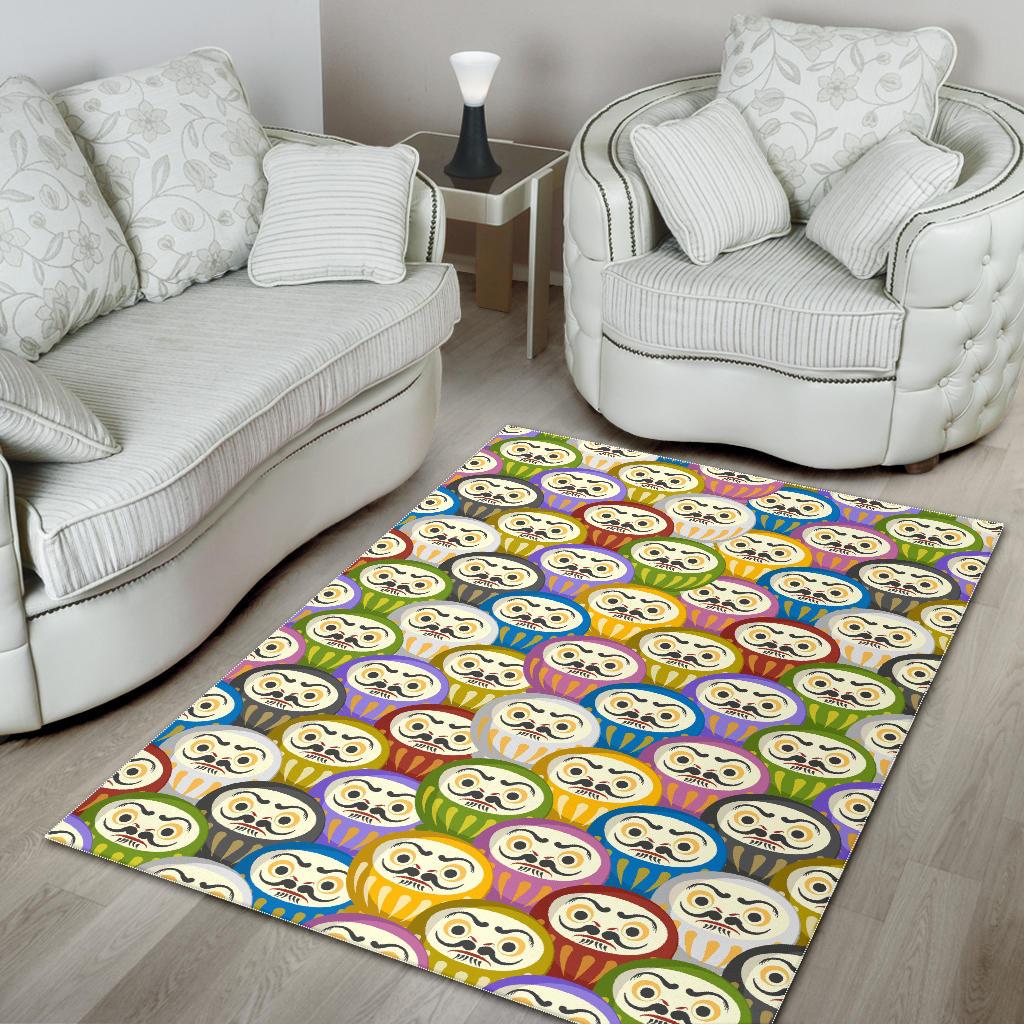 Colorful Daruma Pattern Area Rug