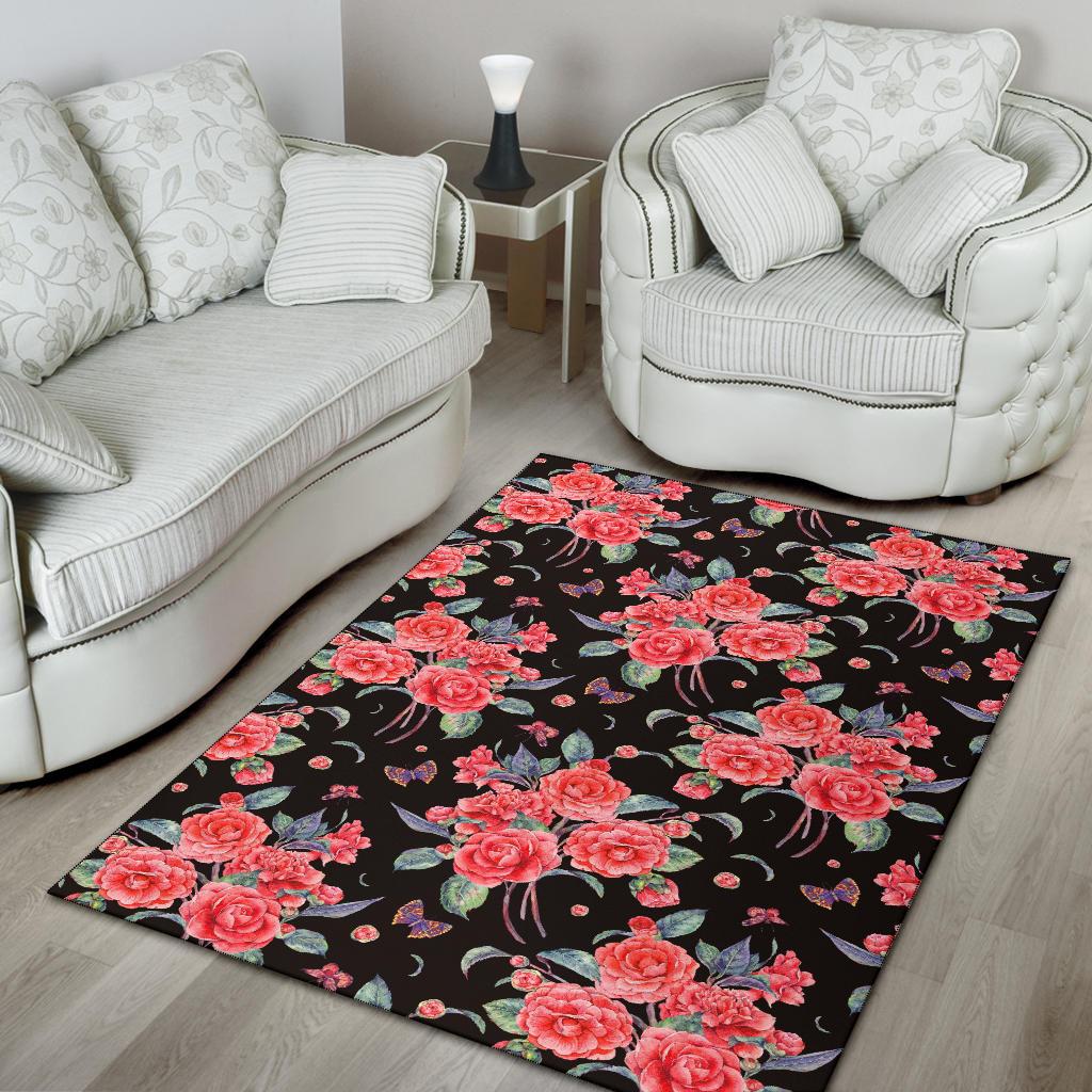 Camellia Pattern Print Design CM03 Area Rugs