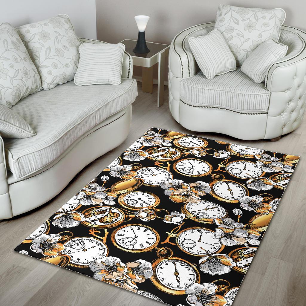 Clock Flower Pattern Area Rug